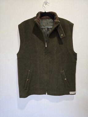 Incalpaca Tpx  Men's Olive Full Zip Wool Vest Jacket -
